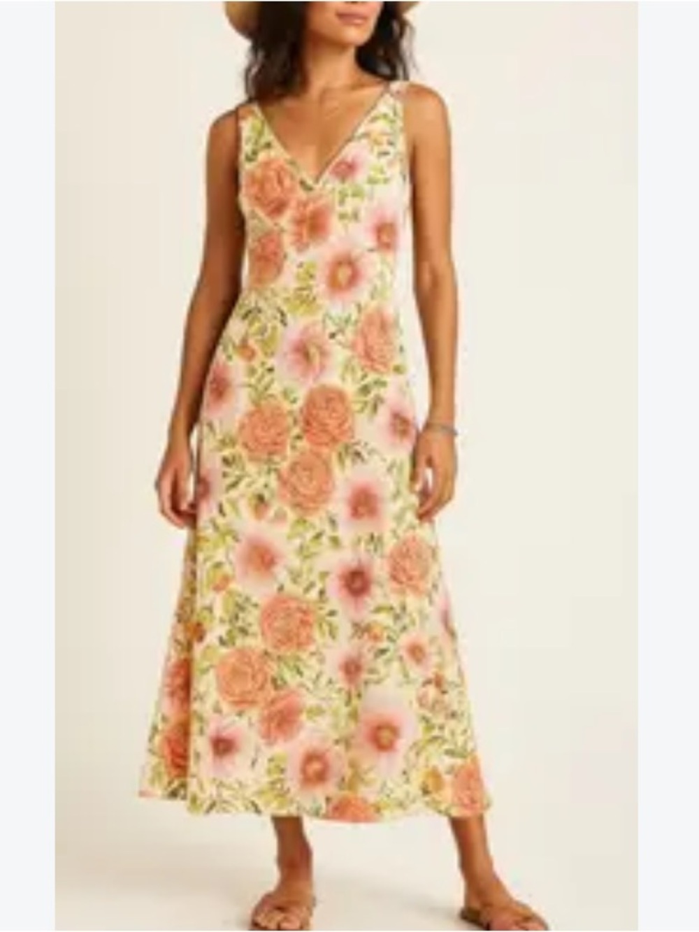 Paper heart floral linen blend dress